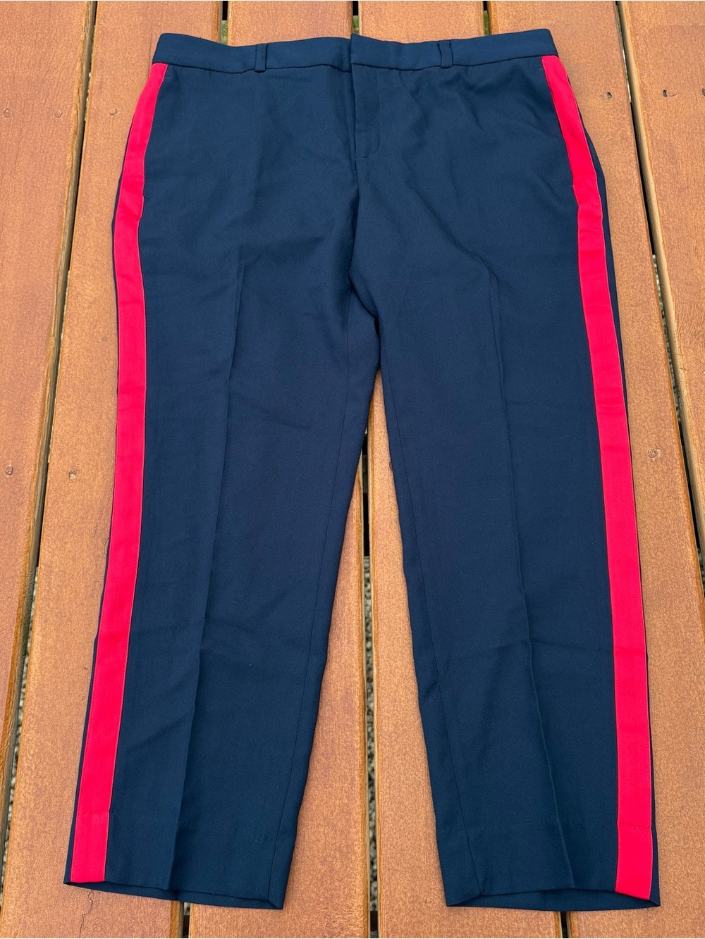 Banana Republic Navy Pants with Red Side Stripe Avery